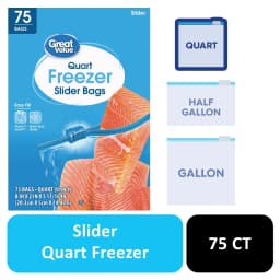 (4 pack) Great Value Freezer Guard Slider Zipper Bags, Quart Freezer, 75 Count - Thumbnail 2