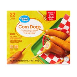 Great Value Classic Batter Wrapped Chicken Corn Dogs, 58.74 oz, 22 Count Box (Frozen) - Thumbnail 1