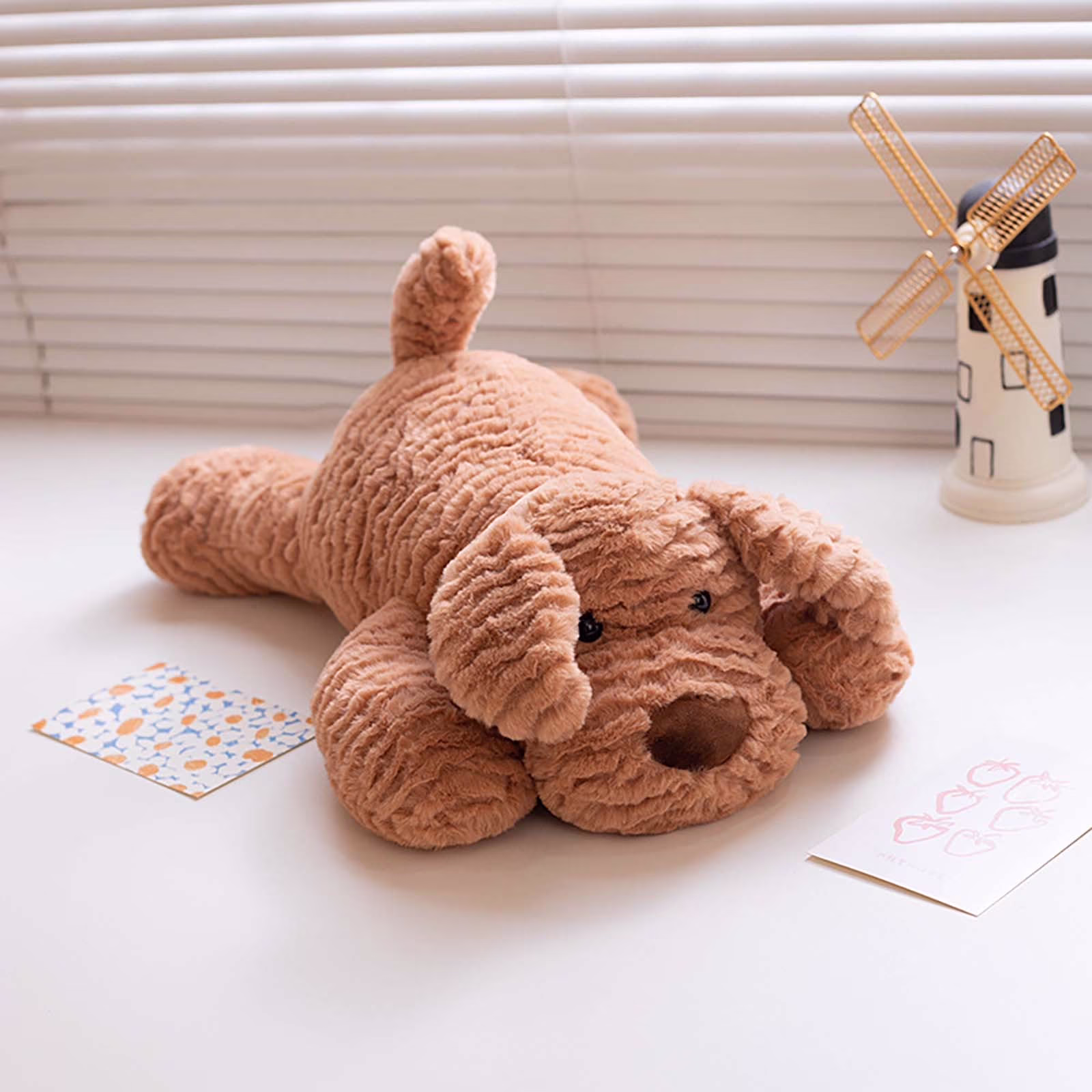 E-962 A Plush Lying Down Dog Doll Realistic Cuddle For Dog Lovers #GC14A - Thumbnail 2
