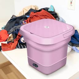 Home Supplies Surpdew New Folding Washing Mini Washing Machine Cleaning Machine Household Small Folding Washing Machine Pink Free Size - Thumbnail 5