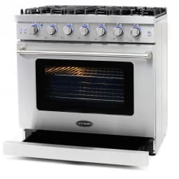 Cosmo 5 Piece Kitchen Appliance Package with 36" Freestanding Gas Range 36" Island Range Hood 24" Built-in Fully Integrated Dishwasher French Door - Thumbnail 21