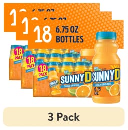 (3 pack) SUNNYD Tangy Original Shelf Stable Orange Juice Drink, 18 Count, 6.75 fl oz Bottles - Thumbnail 1