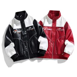 Leather Jacket for Men Zip up Motorcycle Jackets Long Sleeve Retro Bomber Jackets Personalized Lapel Collar Windbreak Coat Padded Waterproof Trucker Coat Fall Winter Warm Outwear - Thumbnail 5