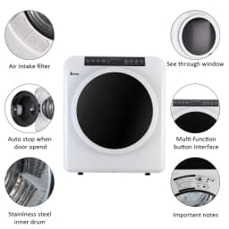 BAYUELSWU 3.5 Cu.Ft Portable Clothes Dryer, 1300W Clothes Dryer with Stainless Steel Tub, Front Load Tumble Laundry Dryer with LCD Touch Panel, 110V - Thumbnail 5