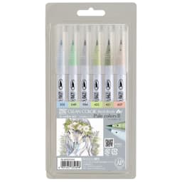 Zig Clean Color Real Brush Markers 6 Colors Set Pale Colors Ⅱ - Thumbnail 1
