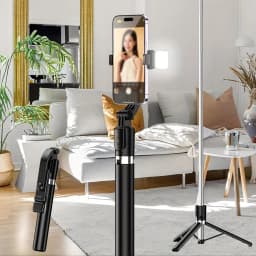70'' Extendable Selfie Stick Tripod with Light & Wireless Remote, Portable Phone Tripod Stand for iPhone Android, Adjustable Travel Selfie Stick - Thumbnail 9