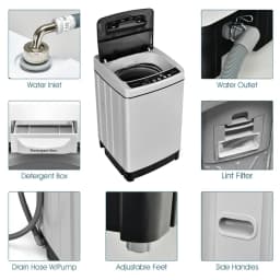 Spaco Full-Automatic Washing Machine 1.5 Cubic Feet 11 LBS Washer and Dryer-Gray, Washer Spinner Portable Washing Machine - Thumbnail 6
