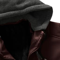 Men's Faux Leather Jacket Waterproof Bomber Jacket Winter Fleece Vintage PU Motorcycle Jacket Zip-Up Cafe Racer Coat - Thumbnail 5