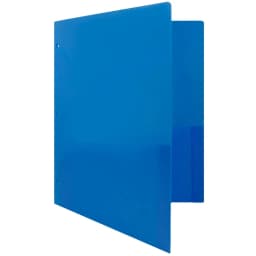 JAM Paper Heavy Duty Plastic 3 Hole Punch School Folders with Pockets, Blue, 6/Pack - Thumbnail 4