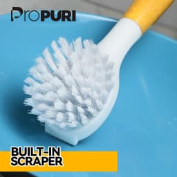 propuri Dish Brush Set with Bamboo Handle, Kitchen Scrub Brush,3 Pack Yellow White Black - Thumbnail 2