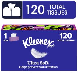 Kleenex Ultra Soft 3-Ply Flat Box Facial Tissues, 1 Pack (120 Total Tissues) - Thumbnail 1