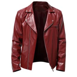 Mens Leather Jackets Casual Faux Leather Motorcycle Jacket Biker Vintage Outwear Red XL - Thumbnail 1