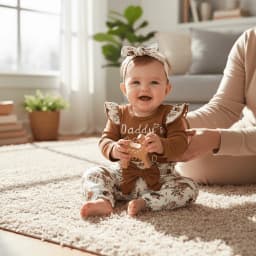 PatPat Newborn Baby Girls Cotton Clothes Long Sleeve Romper Jumpsuit Pants Outfit Set, 3-6 Months - Thumbnail 3