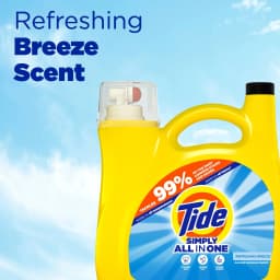Tide Simply Laundry Detergent Liquid All-In-One, Refreshing Breeze Scent, 117 fl oz, 89 Loads - Thumbnail 4