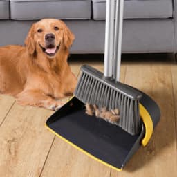 Eyliden Broom and Dustpan Combo Set for Home Hardwood Floor with Long Handle to 50", Dark Grey - Thumbnail 2