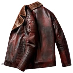 Bazeneo Leather Jacket Mens Winter Fleece Faux Leather Jacket Zipper Warm Biker Jackets with Pockets Vintage Brando Style Motorbike Jackets Faux Shearling Thicken Outwear Casual Tops - Thumbnail 3