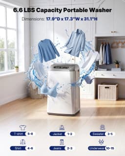 Upstreman 0.9 cu.ft Top Load Portable Washing Machine W/ Drain Pump & LED Display, Fully Automatic Small Washer Machine Portable Washer and Spinner - Thumbnail 2