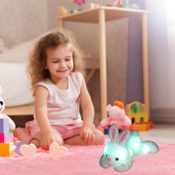 White Soft Glow Bunny Plush For Kids Sleep Aid With Led Light Comfort Size 13.78X3.15X1.57 Inches Portable 0.55 Lb Night Time Friend - Thumbnail 4