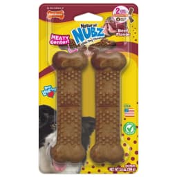 Nylabone Nubz Meaty Center Dog Treats for Large Dogs, Beef Flavor Dog Bones, Large - 30+ lbs., 2 Count - Thumbnail 1