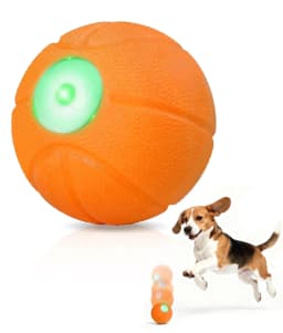 Petbobi Automatic Interactive Dog Ball, Durable E-TPU Rechargeable Rolling Bouncing Toy for Small Medium Dogs, Orange - Thumbnail 1