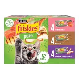 Purina Friskies Salmon Dinner, Turkey & Giblets Dinner, & Mixed Grill Pate Wet Cat Food Variety Pack, 5.5 oz Cans, 12 Pack - Thumbnail 1