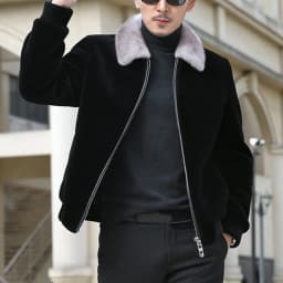 Maoxin Men Leather Jacket Men's Fashion Vintage Thickened Warm Solid Color Zipper Pocket Long Sleeved Hooded Jacket Leather Jacket Men Plus Size Black L - Thumbnail 5