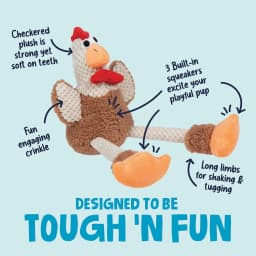 goDog Farm Friends Rooster Plush Toy for Dogs with Chew Guard Technology for Stronger & Longer Play, Soft & Durable, Built-In Squeaker, Brown, Medium - Thumbnail 4