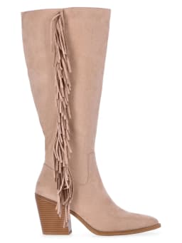Time And Tru Women's Faux Suede Tall Fringe Boots - Thumbnail 4