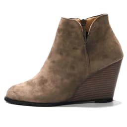 Womens Wedge Booties Closed Toe V Cutout Ankle Boots with Zipper Vintage Boots Stacked Wedge Heel Dressy Shoes - Thumbnail 6
