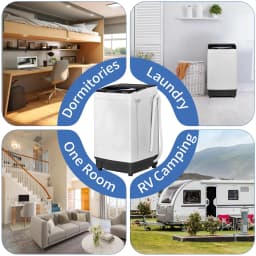 UbesGoo 15.6LBS Portable Washing Machine, Full-Automatic Electric Laundry Machine with Stainless Steel Drum,Compact Washer, Washer and Dryer Combo - Thumbnail 4