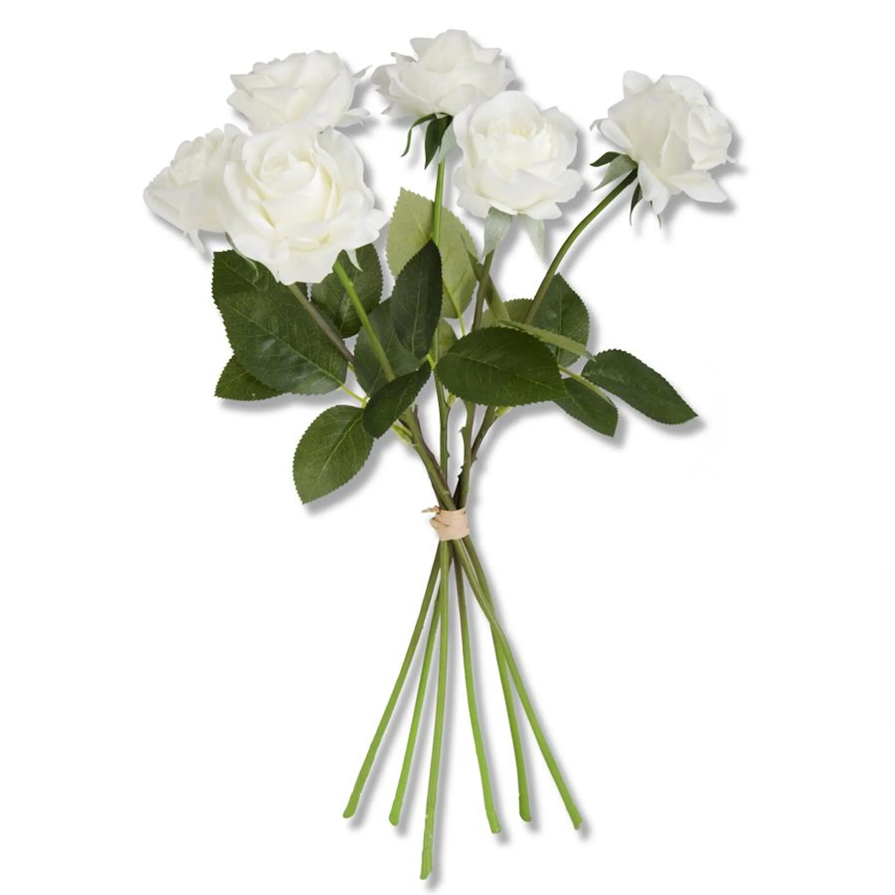 K&K Interiors 17" Real Touch Full Bloom White Rose Flower Bouquet for Mother's Day - 6 Stem Bundle
