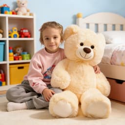HollyHOME 36 Inch Giant Teddy Bear Big Plush Stuffed Animal Soft Cuddly Toy Gift for Girlfriend Kids Valentine's Day Beige - Thumbnail 3