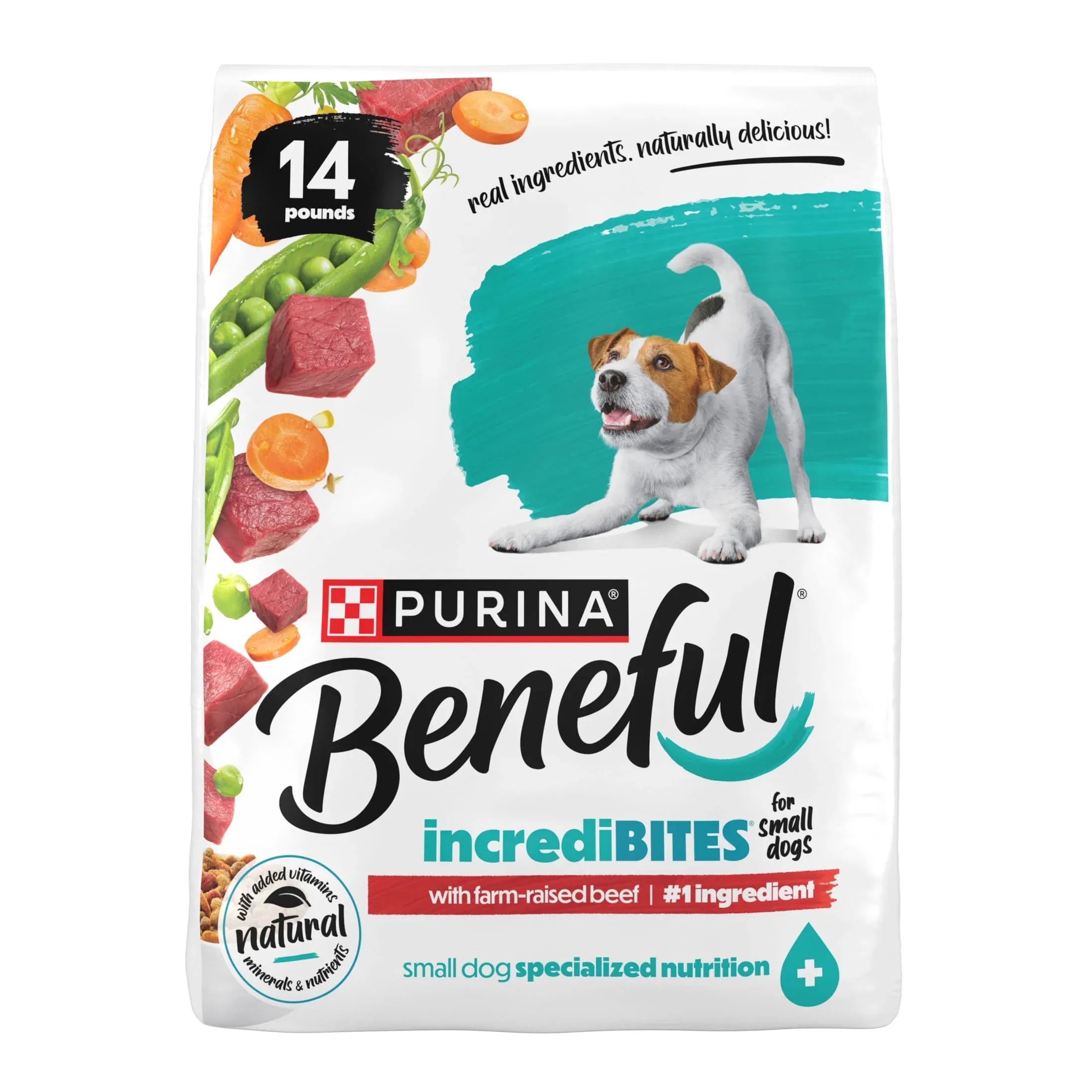 Purina Beneful Incredibites with Farm-Raised Beef Natural Small Breed Dry Dog Food with Added Vitamins, Minerals and Nutrients, 14 Bag, 14 lb