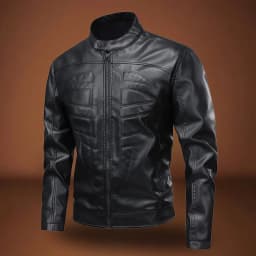HOOMEUMY Men's Stand Collar Leather Jacket Casual Slim Fit Motorcycle Faux Leather Outerwear Windbreaker Coats with Pockets (Black,S） - Thumbnail 3