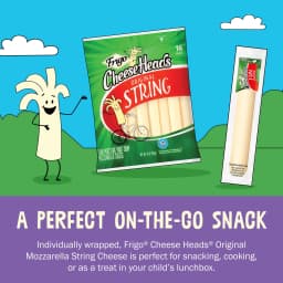 Frigo Cheese Heads Original Mozzarella String Cheese Snacks, 16 oz, 16 Count - Thumbnail 2