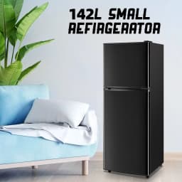TACOOL 5.0 Cu.ft Double Door Mini Fridge with Top Freezer Compact Refrigerator for Home, Black, New - Thumbnail 5