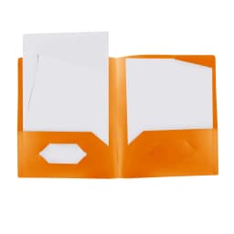 NXUJEUG 2-Pocket Folders, Plastic Folders with Pockets, 1 Pack Heavy Duty Pockets Folder for Document, Letter Size File Folder, Orange - Thumbnail 1