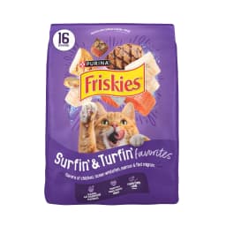 (2 pack) Purina Friskies Surfin and Turfin Favorites Dry Cat Food Flavors of Chicken, Whitefish, Salmon and Filet Mignon, 16 lb Bag - Thumbnail 2