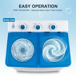 Artbros 14lbs Portable Twin Tub Washing Machine, Compact Electric Washer with Drain Pump for Apartment, Dorm, Blue - Thumbnail 4