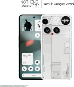 Nothing Phone (3) Cell Phone, 5G Unlocked Phones 256GB, Android 15, Snapdragon 8s Gen4, AI Mobile Phones with Four 50MP Cameras & AMOLED Display, 5150mAh, Glyph Interface, Smartphone White - Thumbnail 4