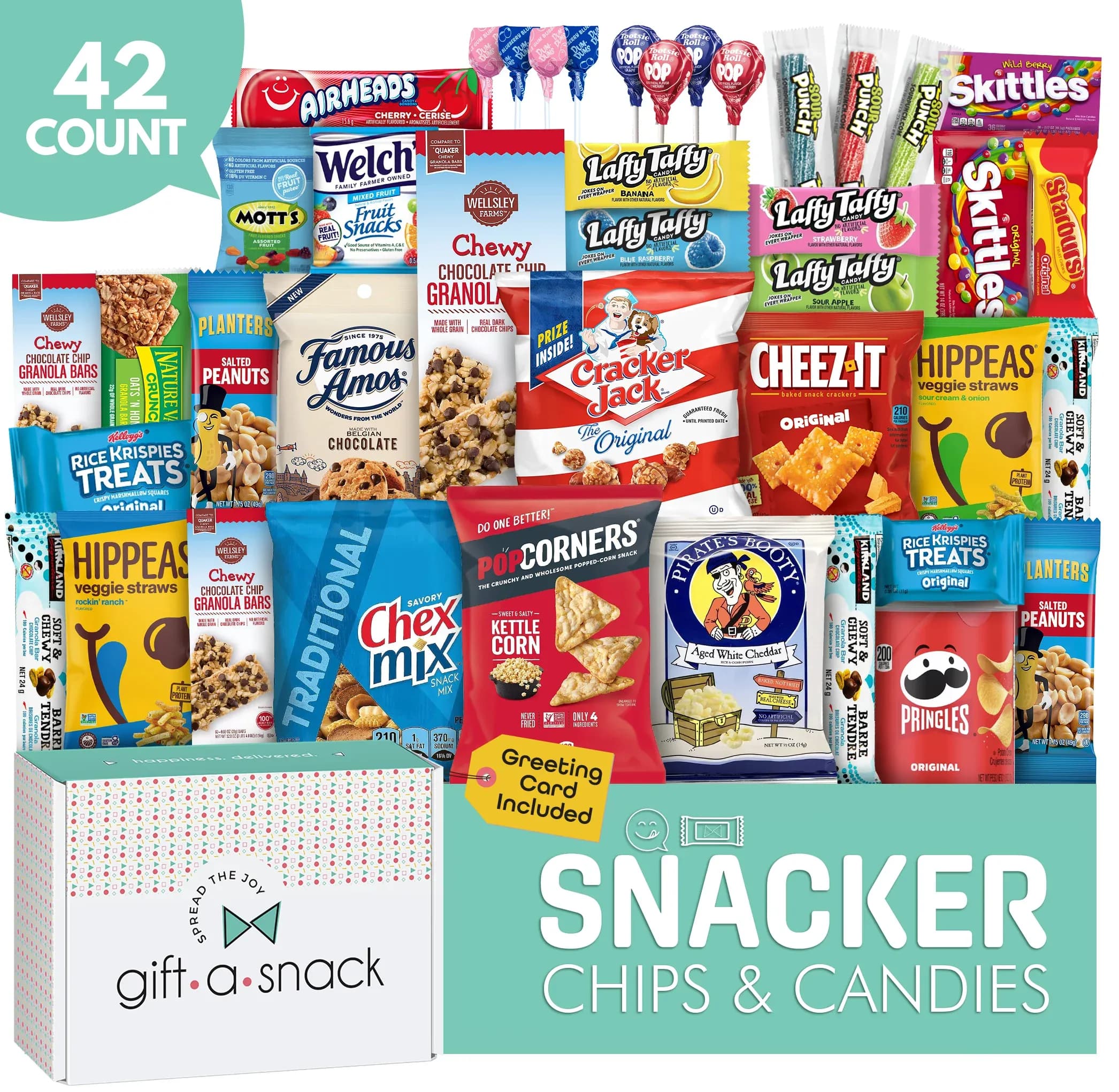 Gift A Snack Premium Snack Variety Pack Gift Box (42 Count) Chips, Cookies, Candy, Crackers - Snack Box Gift Basket