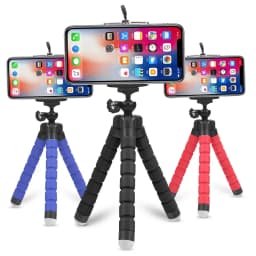 Flexible Phone Tripod Stand with 360° Ball Head, Non-Slip Legs, Universal Phone Mount, for Vlogging, Travel, Live Streaming, Black - Thumbnail 1