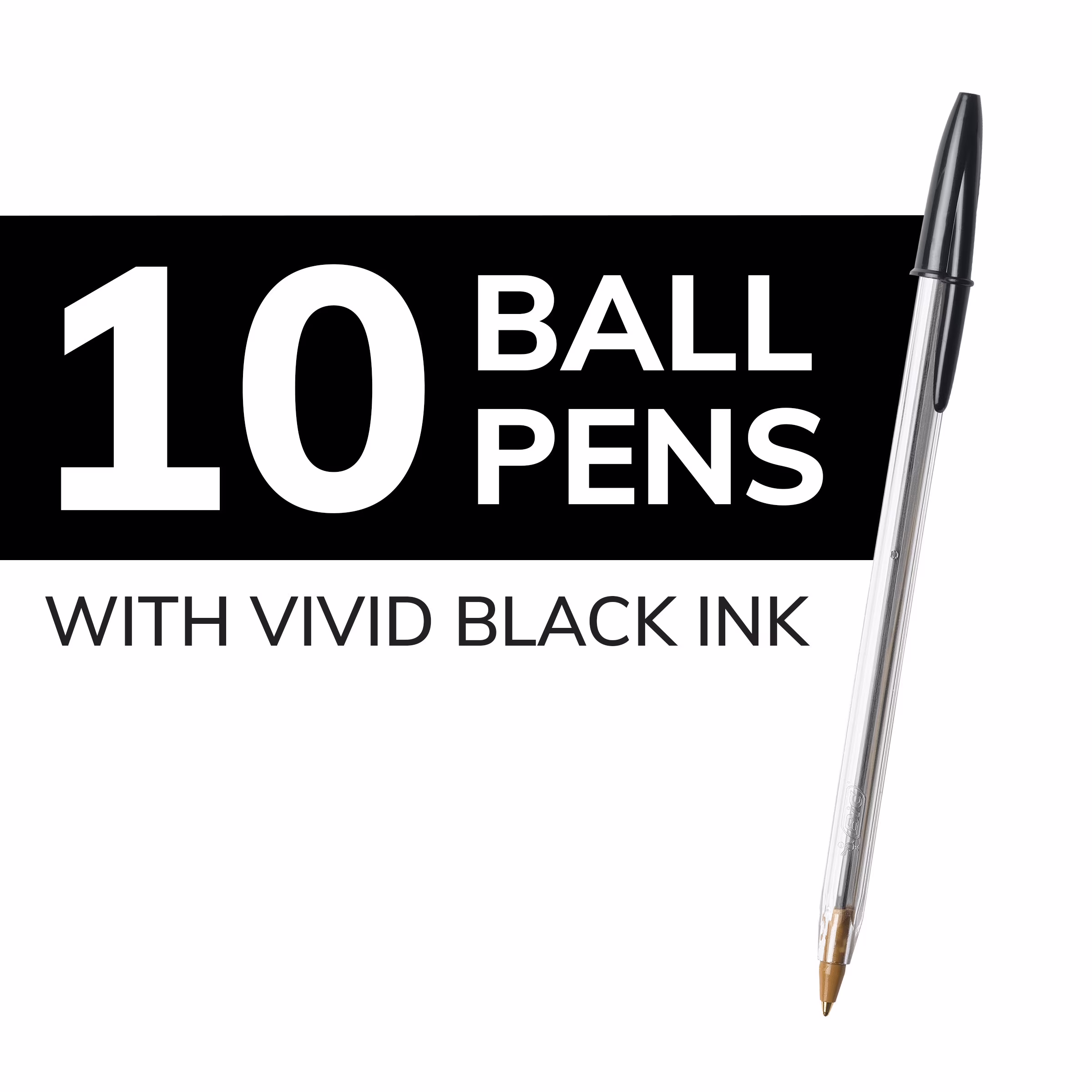 BIC Cristal Xtra Smooth Medium Point Ball Pen, School Supplies, 1.0 mm, Black, 10-Count - Thumbnail 3