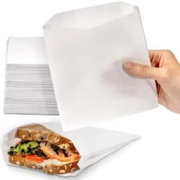 Fit Meal Prep 200 Pack Paper Sandwich Bags 7 x 6”, Greaseproof Snack Bags, Food Grade Pastry Bag, Recyclable Small Paper Bags, Cookie Sleeves, Food - Thumbnail 1