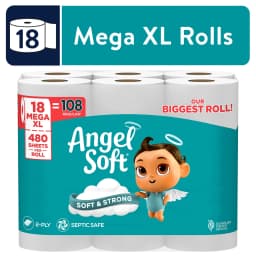 Angel Soft 2-Ply Toilet Paper, 18 Mega XL Rolls, 480 Sheets Per Roll - Thumbnail 1
