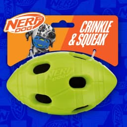 Nerf Dog TPR Bash Crinkle & Squeak Football Dog Toy, 6 inch - Thumbnail 7