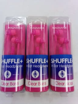 RHEA- Magnavox Shuffle + In Ear Headphones W/ Handsfree Mic & Music Ctrl, Pink 3Pc - Thumbnail 1
