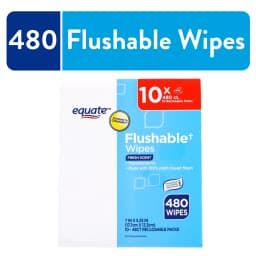 Equate Flushable Wet Wipes, Fresh Scent, 10 Pack, 480 Wipes Total - Thumbnail 1
