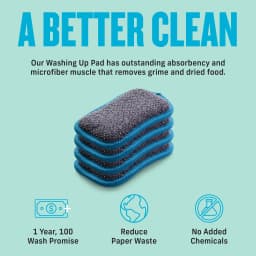 E-Cloth Washing Up Pad Non-scratch Kitchen Dish Scrubber Microfiber Sponge, Blue, 4 Pack - Thumbnail 5