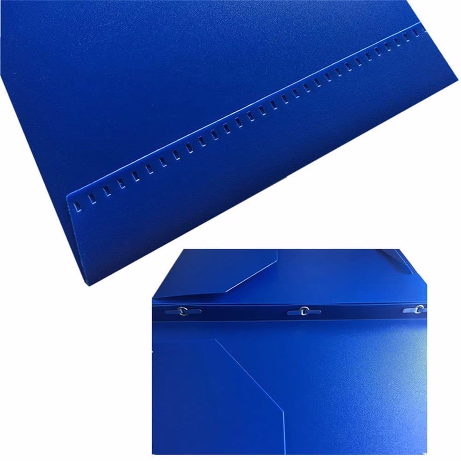 Two-Pocket Folder Plastic Colored File Folder Durable Pocket Folders with Prongs Letter Size Paper Folders with Metal Prong Fastener Clips, Blue - Thumbnail 9